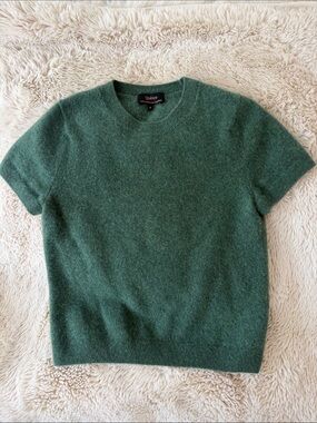 Quince Men's Crewneck Short-Sleeve Cashmere Sweater - Forest Green